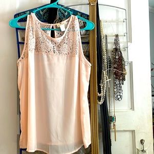 One clothing baby pink sleeveless lace blouse